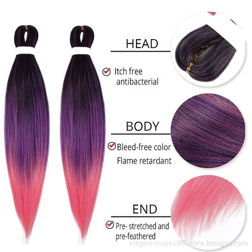 20" 26" Yaki Straight wholesale high temperature quality ez  prestretched ombre jumbo synthetic braiding hair extension